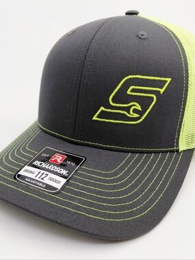 Snap On Richardson 112 Trucker Mesh Snapback Hat Cap Gray Neon Yellow